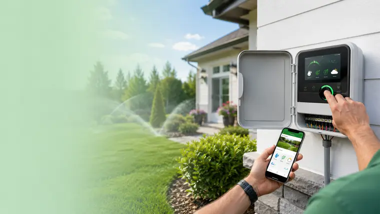 Modern Rain Bird irrigation controller for a Minnesota sprinkler system